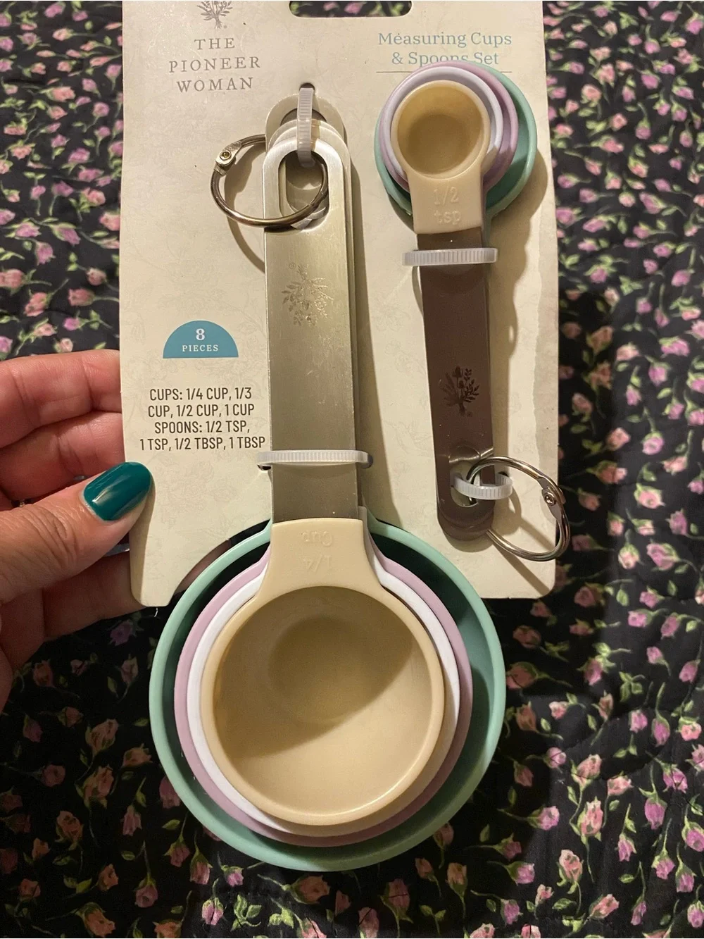 The Pioneer Woman Cream, Mint & Lavender Nesting Measuring Cups and Spoons
